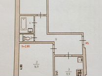 2-к квартира, 52 м², 3/3 эт.
