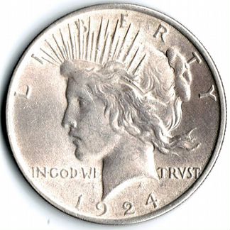 Монета серебряная 1 доллар 1924 год США