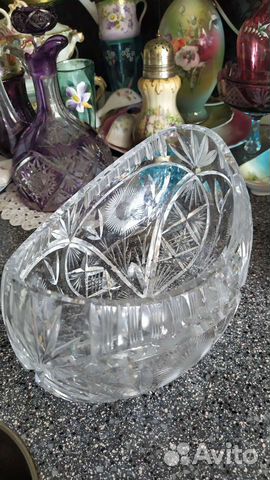 Хрустальная ваза ладья большая Гдр