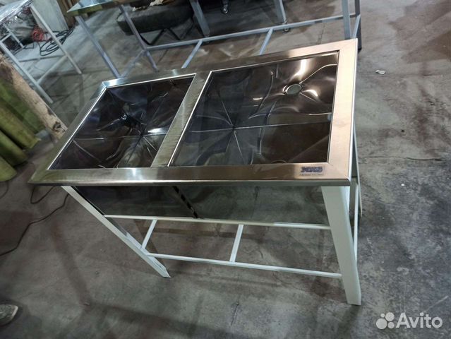 Мойка двухсекционная из нержавейки 60х120