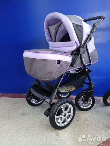 Коляска Фиолетовый+серый поворотные колеса