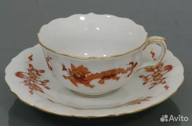 Чашка блюдце антик Мейссен дракон Meissen чайная и