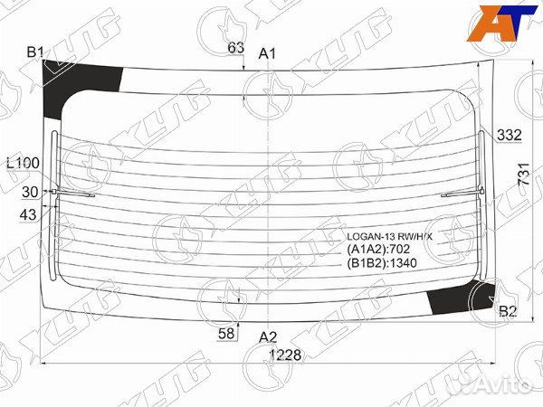 Стекло заднее dacia logan