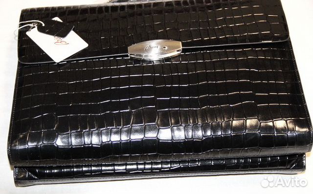 Мужской кожаный портфель Brioni reptile black Мужской кожаный портфель Brioni reptile black
