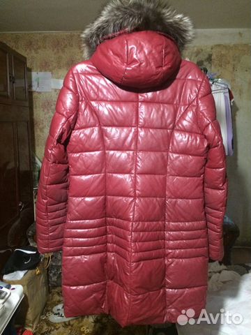 Продам пуховик кожаный зимний