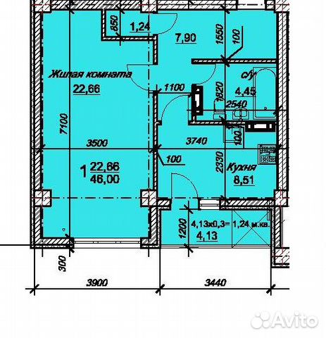 1-к квартира, 46 м², 1/11 эт. 1-к квартира, 46 м², 1/11 эт.