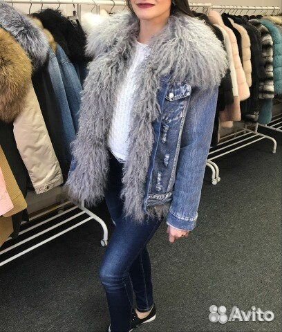 Джинсовая куртка с мехом ламы Джинсовая куртка с мехом ламы