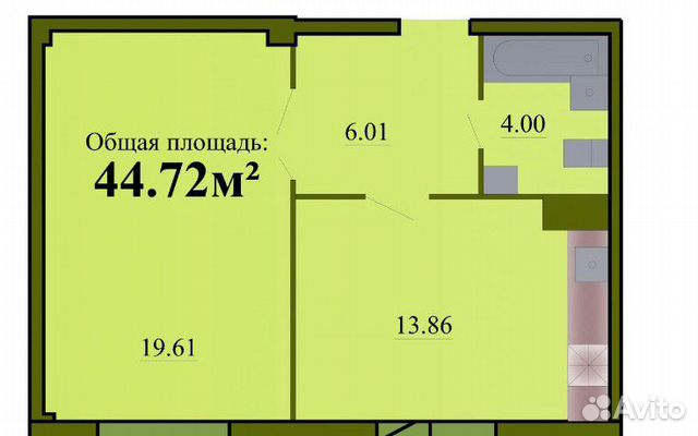 1-к квартира, 41 м², 6/9 эт.