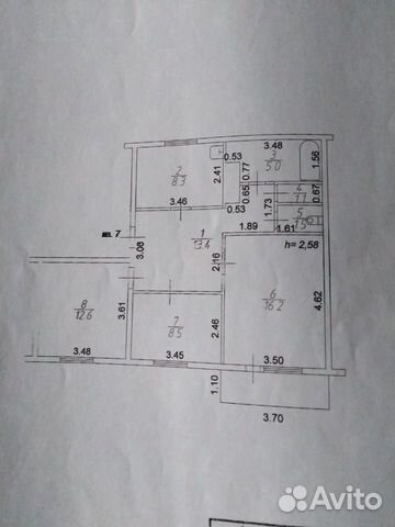 3-к квартира, 66.6 м², 2/2 эт.