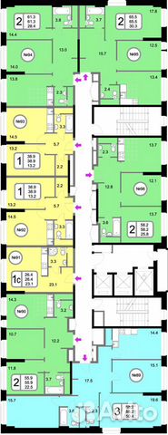 2-к квартира, 65.5 м², 13/22 эт. 2-к квартира, 65.5 м², 13/22 эт.