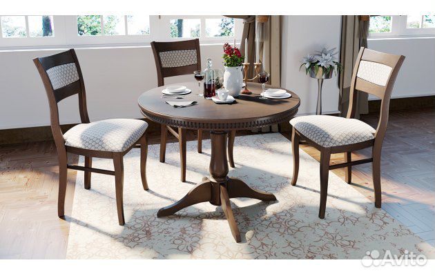 Столы обеденные раздвижные и стулья из нат.дерева