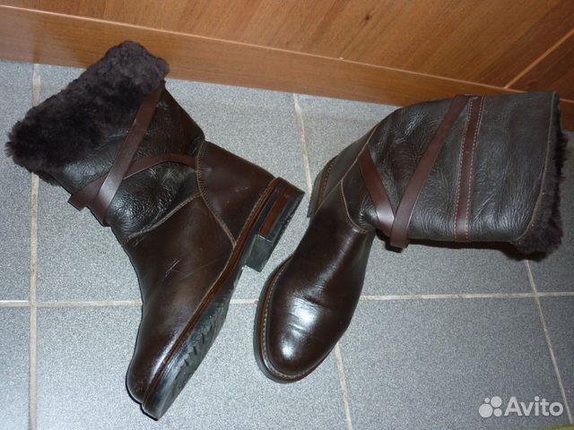 Сапоги натуральная кожа и мех Б/У, производство Ит