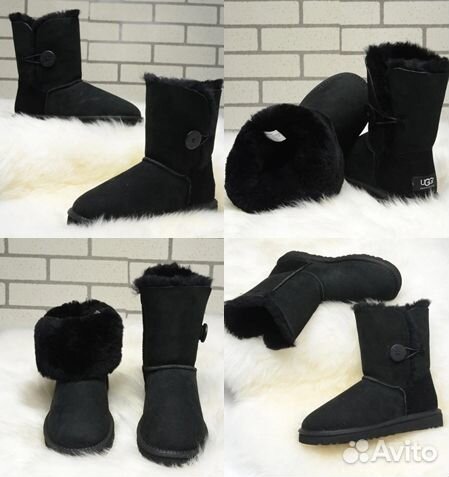 UGG Bailey Button Black чёрные с пуговицей новые