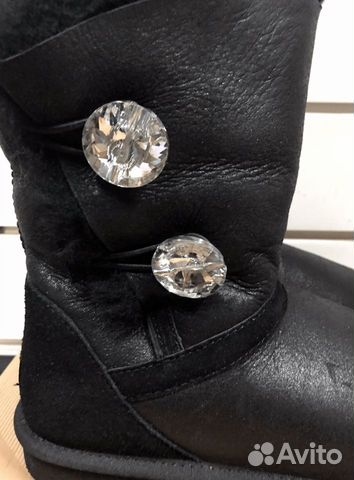 UGG угги, с двумя пуговицами обливные черные