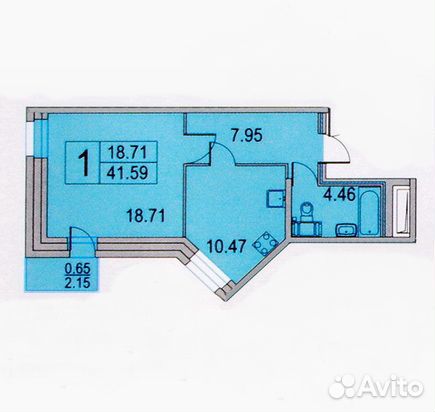 1-к квартира, 41.6 м², 17/22 эт.