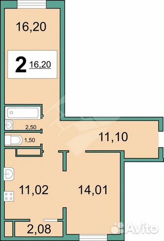 2-к квартира, 60.5 м², 6/23 эт.