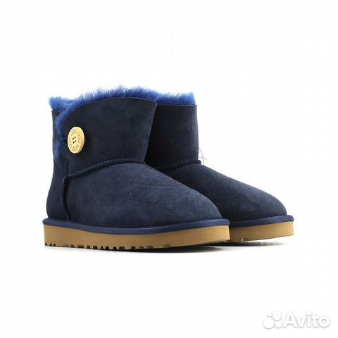 UGG Угги мини с одной пуговкой синие
