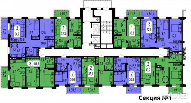 2-к квартира, 53.4 м², 14/19 эт. 2-к квартира, 53.4 м², 14/19 эт.