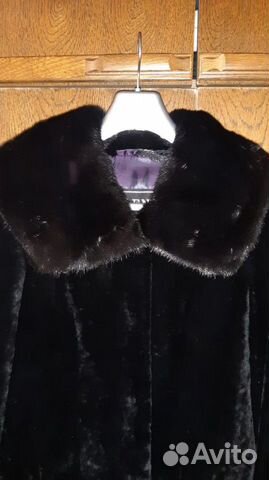 Шуба из мутона, отделка норка Шуба из мутона, отделка норка