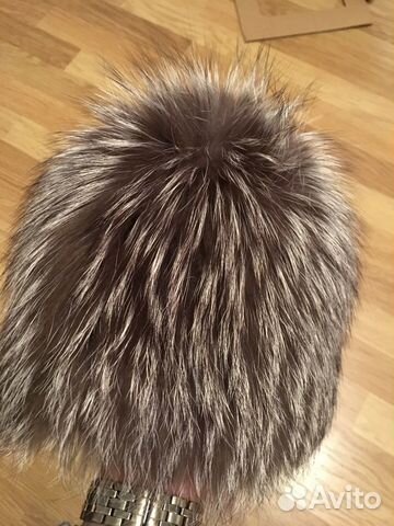 Шапка чернобурка вязанная