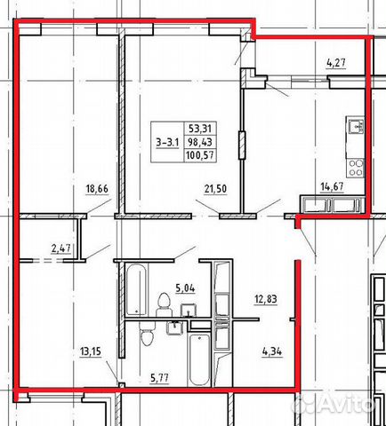 3-к квартира, 99 м², 15/22 эт. 3-к квартира, 99 м², 15/22 эт.