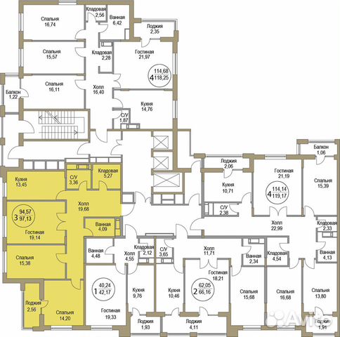 3-к квартира, 97.1 м², 6/19 эт. 3-к квартира, 97.1 м², 6/19 эт.