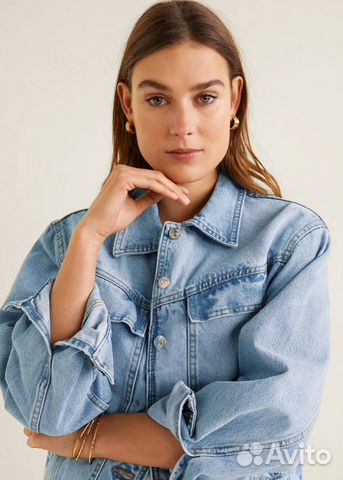 Голубая джинсовка оверсайз Mango S новая
