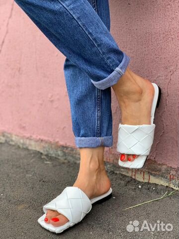 Шлепки женские bottega veneta кожа