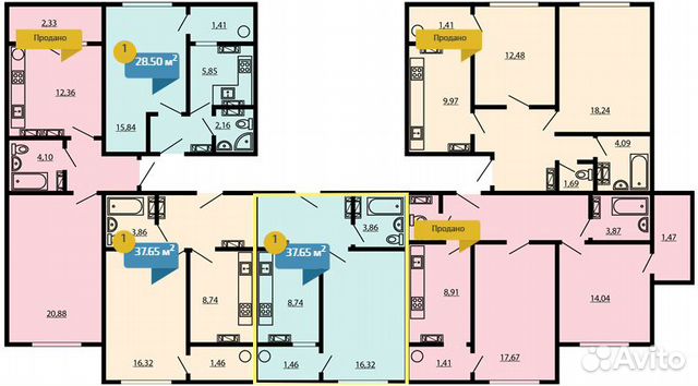 1-к квартира, 37.7 м², 6/10 эт.
