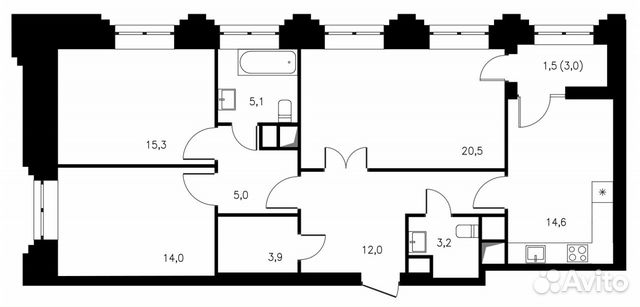 3-к квартира, 95.1 м², 17/24 эт.