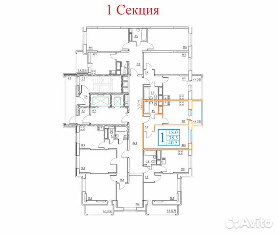 1-к квартира, 40.5 м², 15/17 эт.