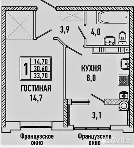 1-к квартира, 34.1 м², 16/18 эт.