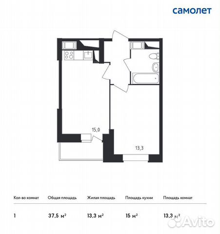 1-к квартира, 37.5 м², 3/25 эт. 1-к квартира, 37.5 м², 3/25 эт.