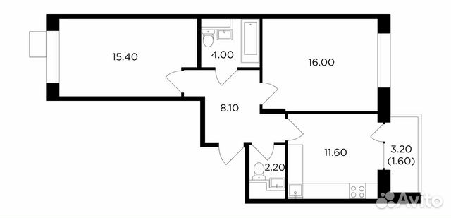2-к квартира, 58.9 м², 17/17 эт. 2-к квартира, 58.9 м², 17/17 эт.
