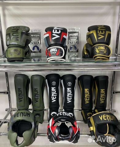 Комплект venum перчатки, шитки, шлем