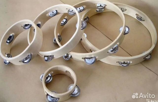 Тамбурин, круглый, деревянный 150мм*45мм, 8 шт