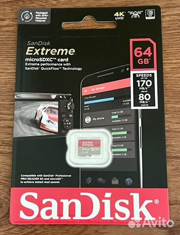 Карта памяти MicroSD Sandisk Extreme 64gb
