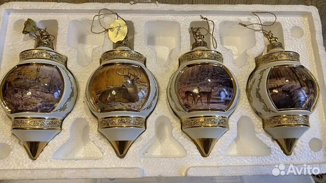 Винтажные елочные игрушки «Олени»