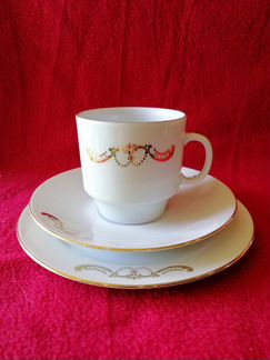 Фарфоровая чехословацкая чайная тройка. Bohemia