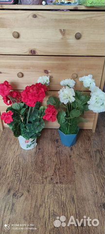 Герань цветы искусственные в горшке