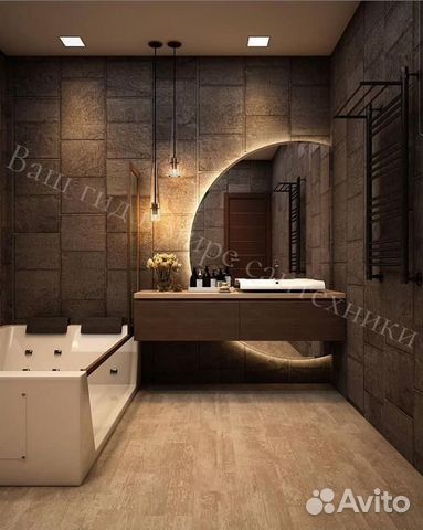 Зеркало с подсветкой в ванную, полукруглое