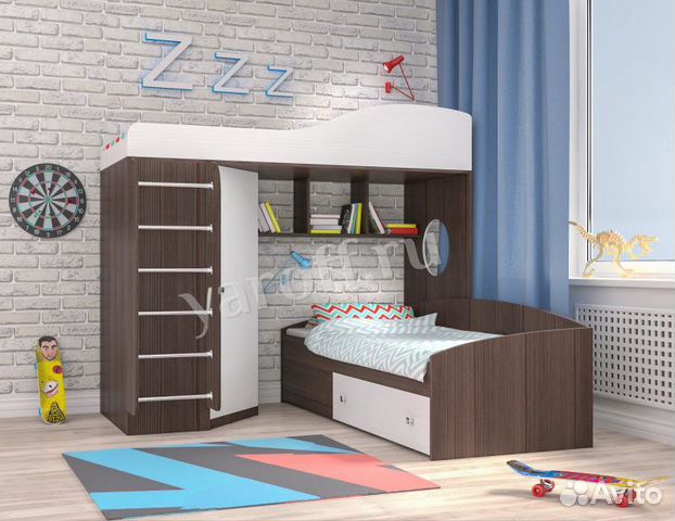 Детская кровать чердак Кадет 2 с металлической лес