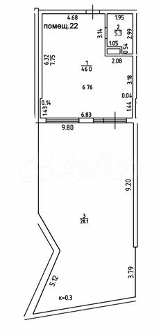 1-к. апартаменты, 79,4 м², 2/2 эт.