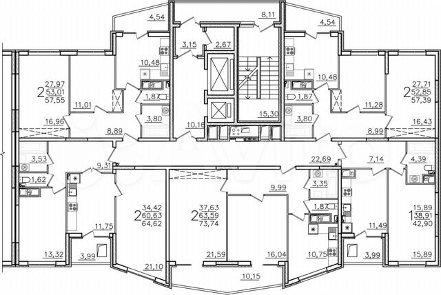 Планировки квартир олимпийская 2-к. квартира, 64,6 м², 17/17 эт. на продажу в Засечном Купить квартиру Авито