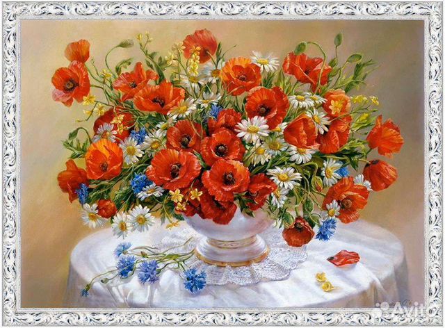 Картина с маками маслом на холсте