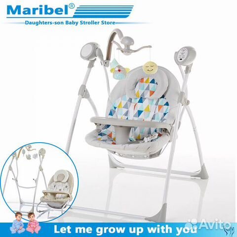 Детские электрокачели, шезлонг 2 в 1 новые в уп