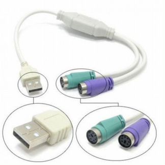 Кабель адаптер 2 PS/2 в USB (клав., мышка)