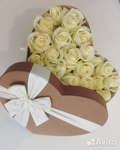 Сердце из роз в коробке