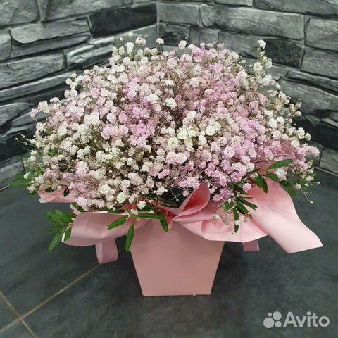 Букет из Гипсофилы в стильной коробочке Доставка