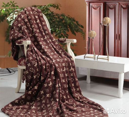 Шоколадный плед Louis Vuitton 200х220 реплика